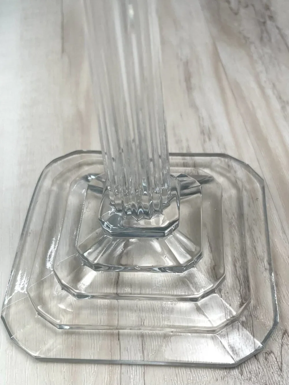 VTG Pair 2 POLONIA Clear Crystal Taper Candle CANDLESTICK HOLDERS Art Deco 8